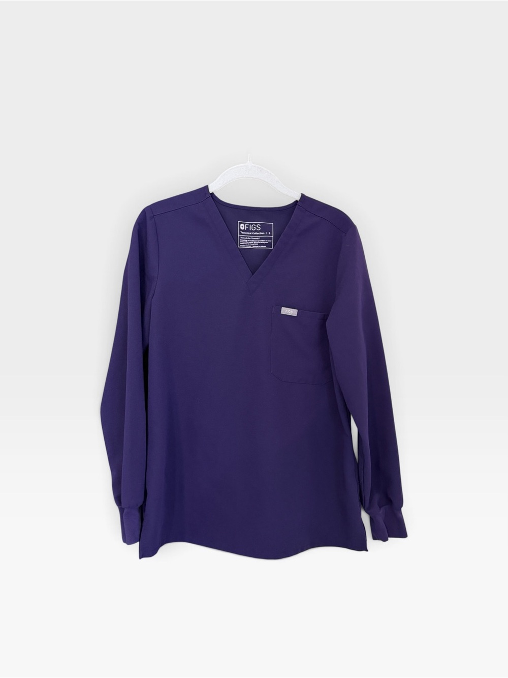 Figs Purple jam Long-Sleeve V-Neck Scrub Top Small EUC